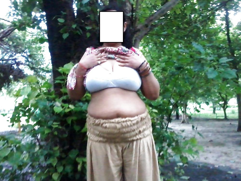 8P Aunty in park-indian outdoor