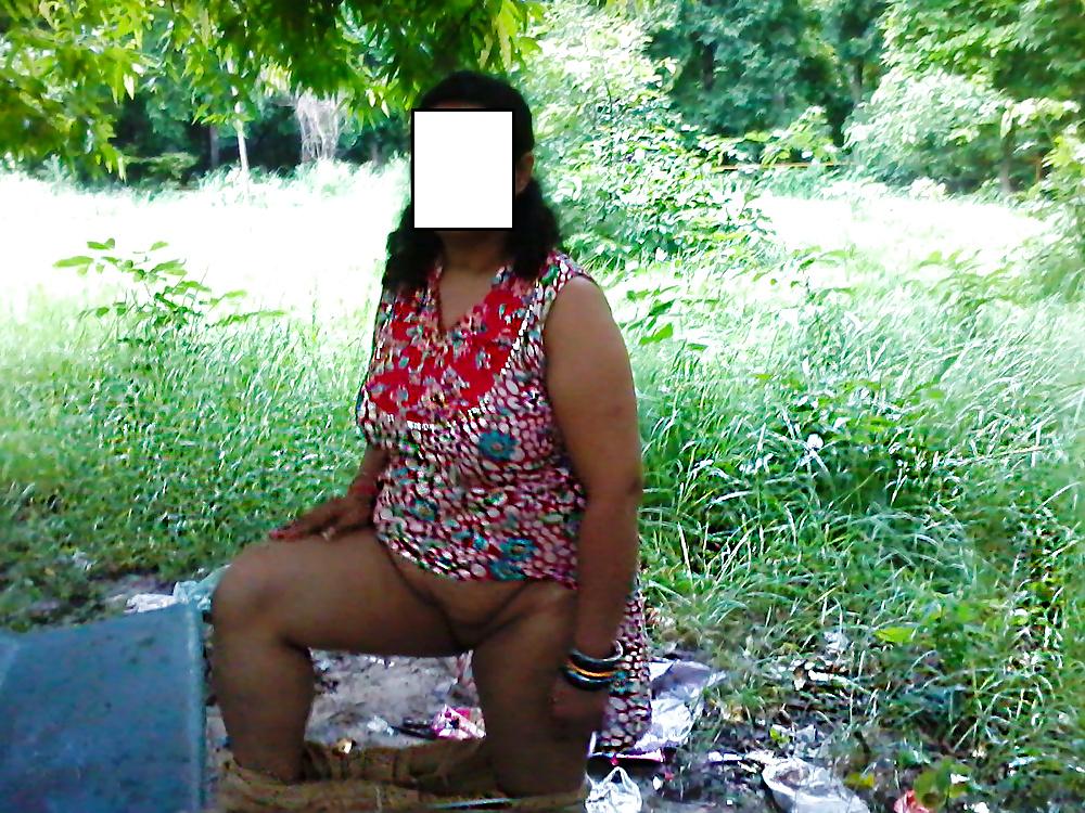 8P Aunty in park-indian outdoor