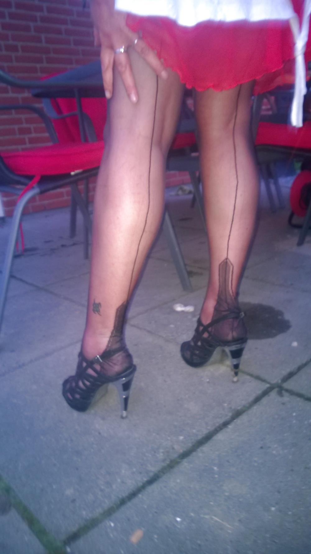 25P FF stockings in garden
