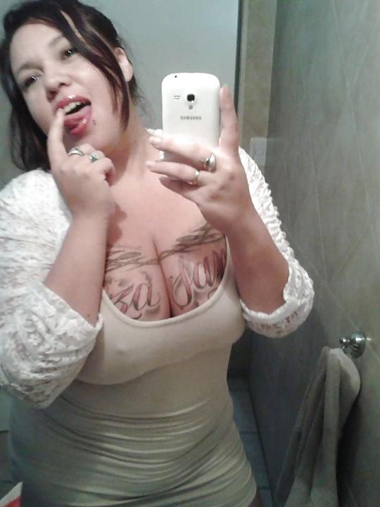 6P More of the sexy BBW tattoed with huge boobs from Argentina