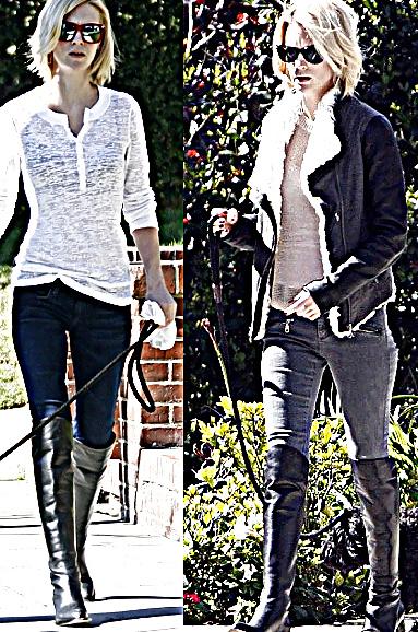 25P Celebrities in leather heels or boots