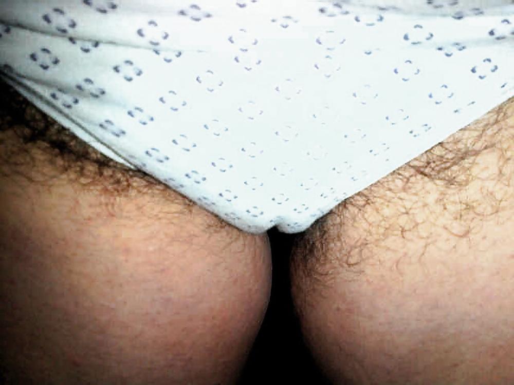25P Hairy Amateur Wife - Bush Out of Panty Shots