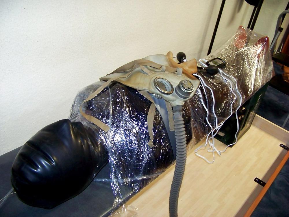 12P My wife with inflatable mask in gasmask 