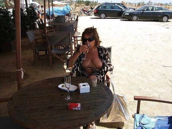 10P My sexy Spanish wife having a drink outside