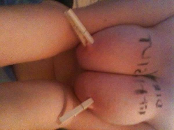 9P Tied tit humiliated slut