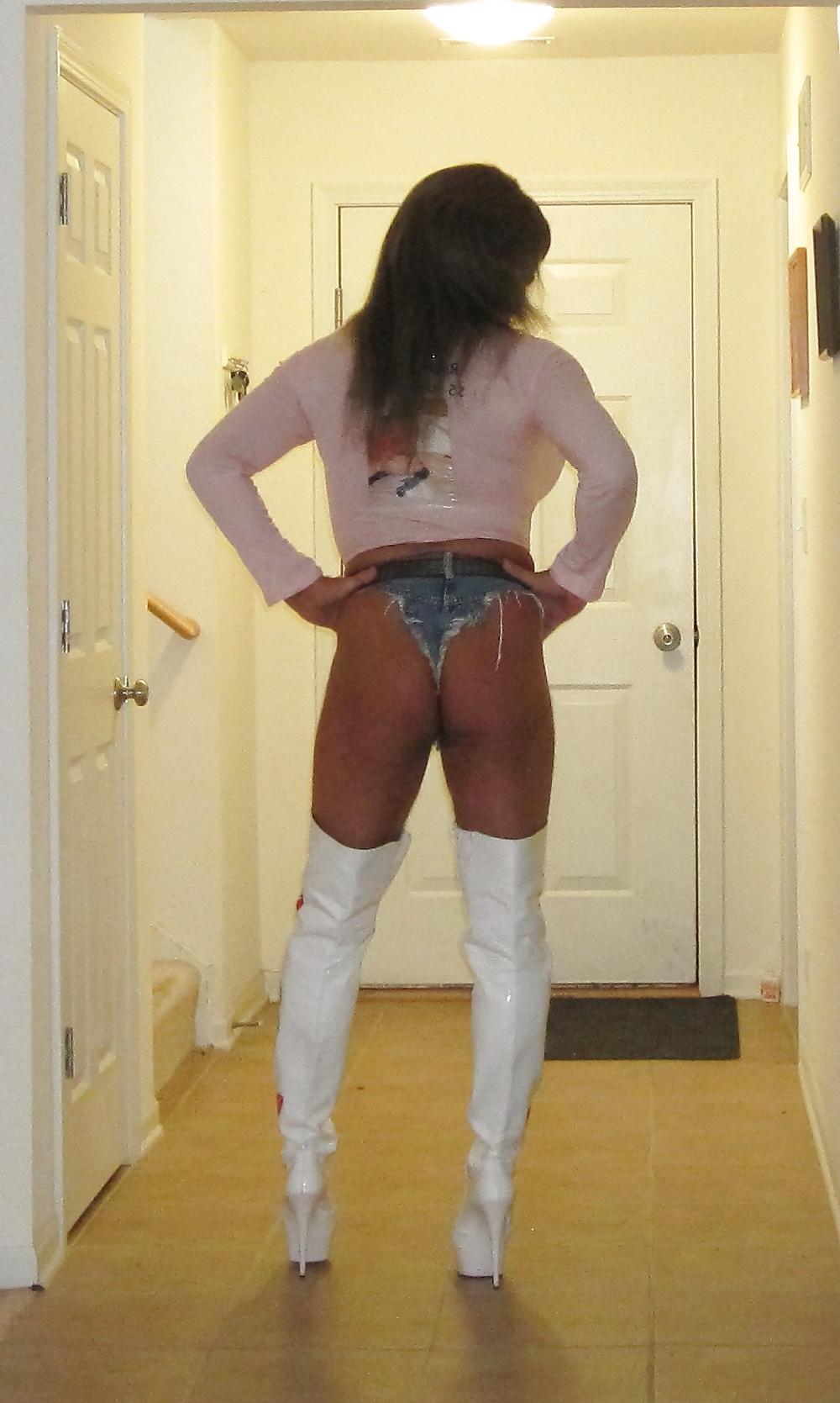 8P Denim Thong and Thigh High Boots