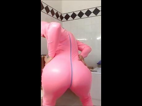 10P Pvcsissy in pink pvc catsuit