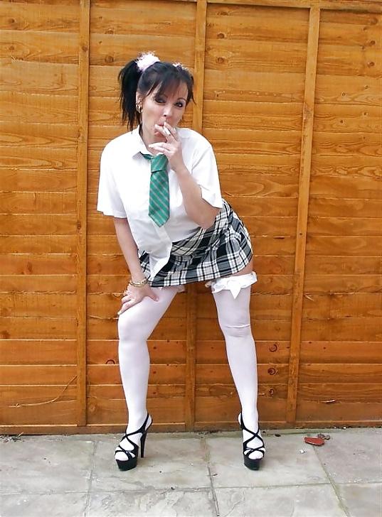 20P Babes smoking in uniforms!