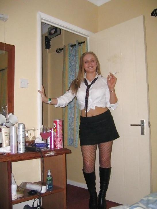 20P Babes smoking in uniforms!
