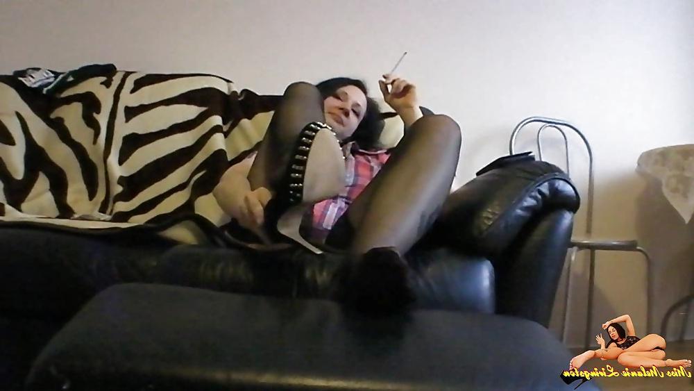 25P Smoking in black stockings