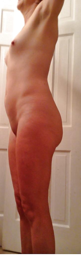 7P Wife's shaved pussy small tits  