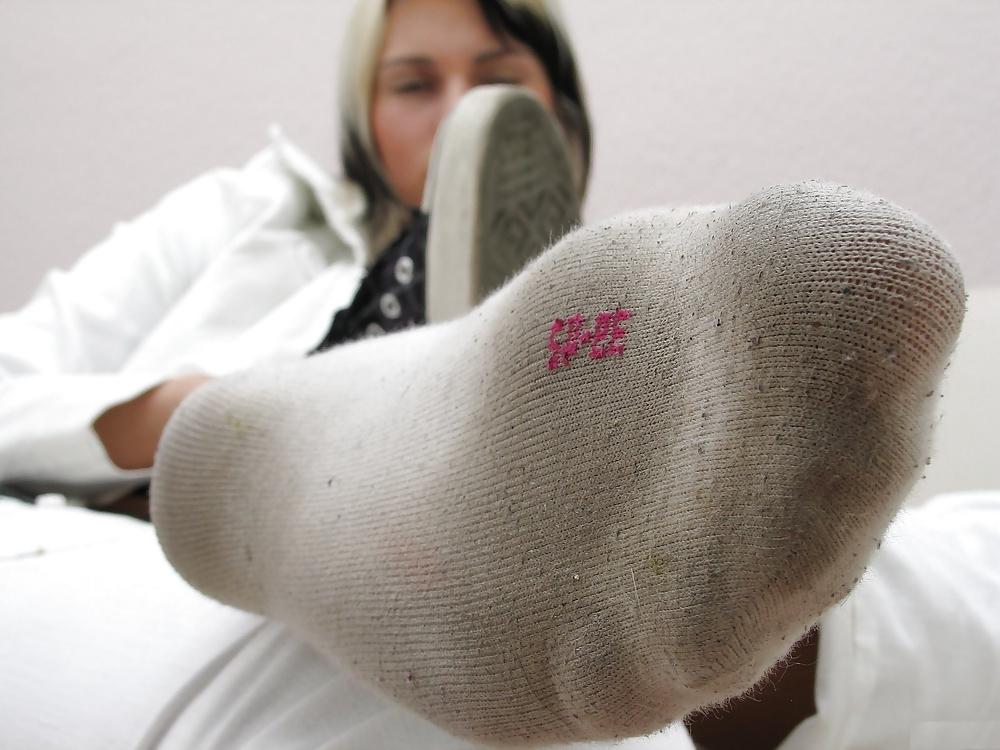 18P Girl shows her worn socks