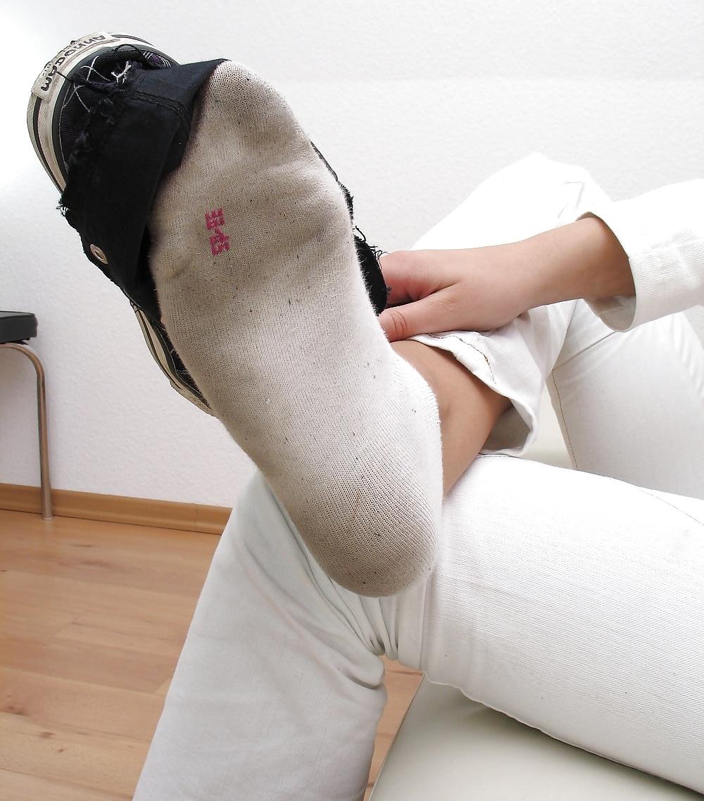 18P Girl shows her worn socks