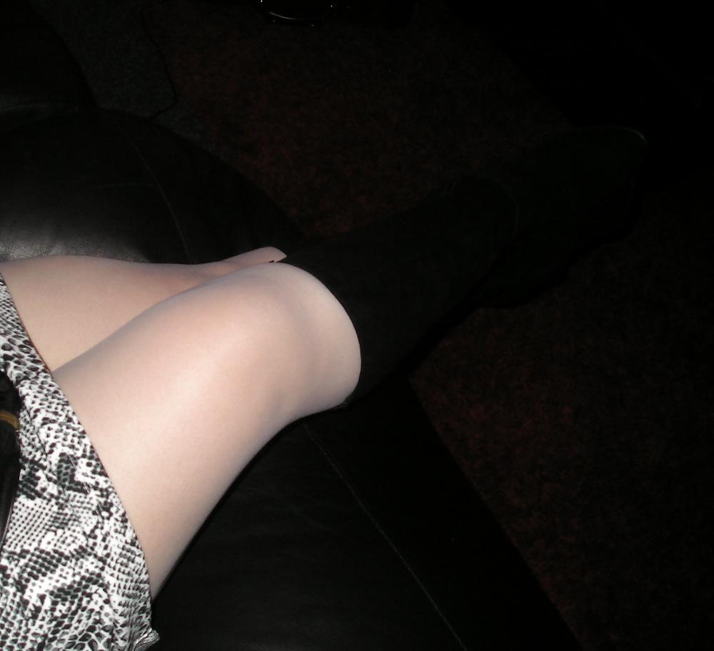 17P My girlfriend wearing white tights pantyhose and boots