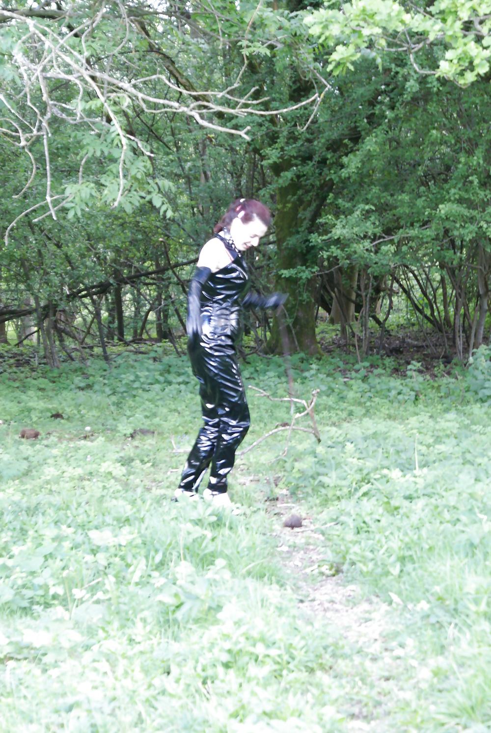 25P Mistress catsuit outside