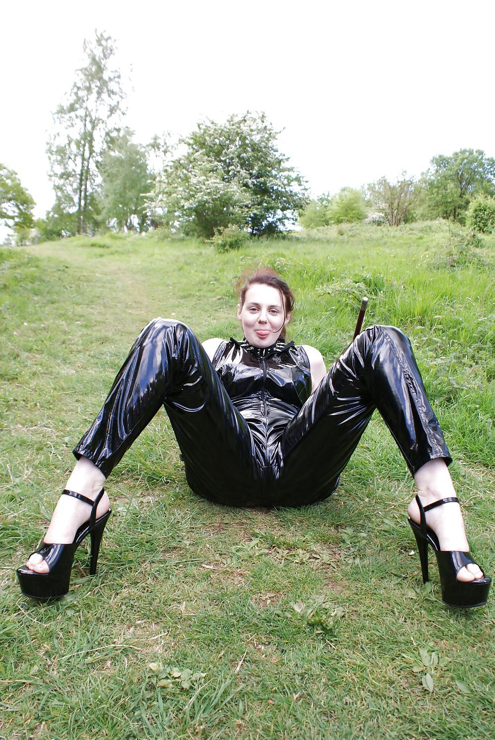 25P Mistress catsuit outside