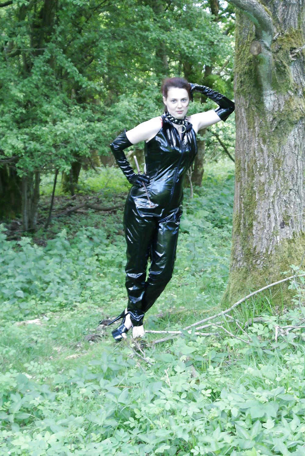 25P Mistress catsuit outside