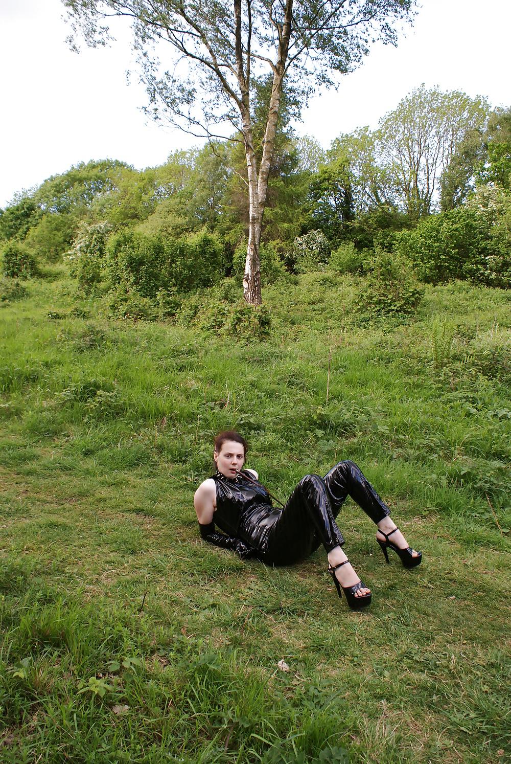 25P Mistress catsuit outside
