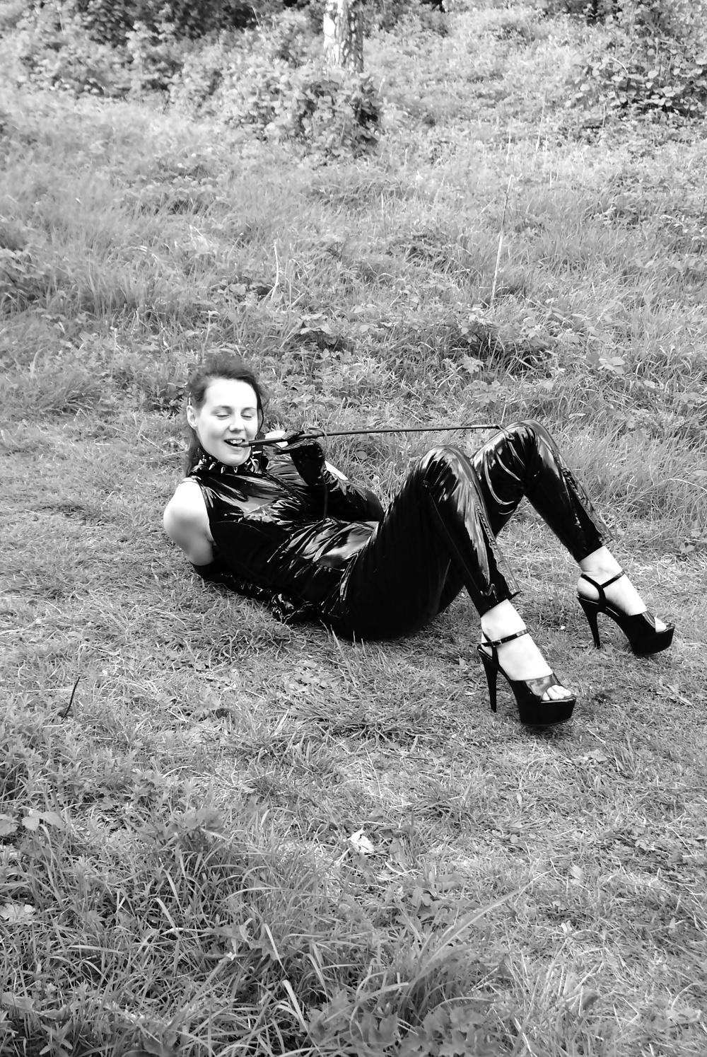 25P Mistress catsuit outside
