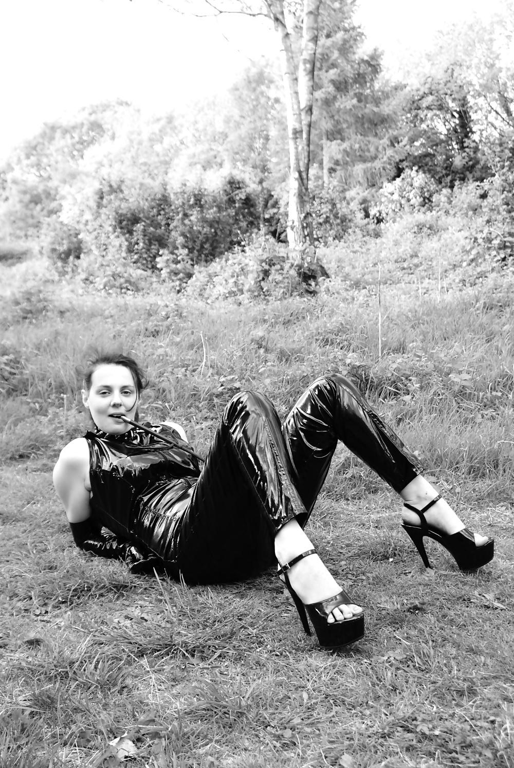25P Mistress catsuit outside