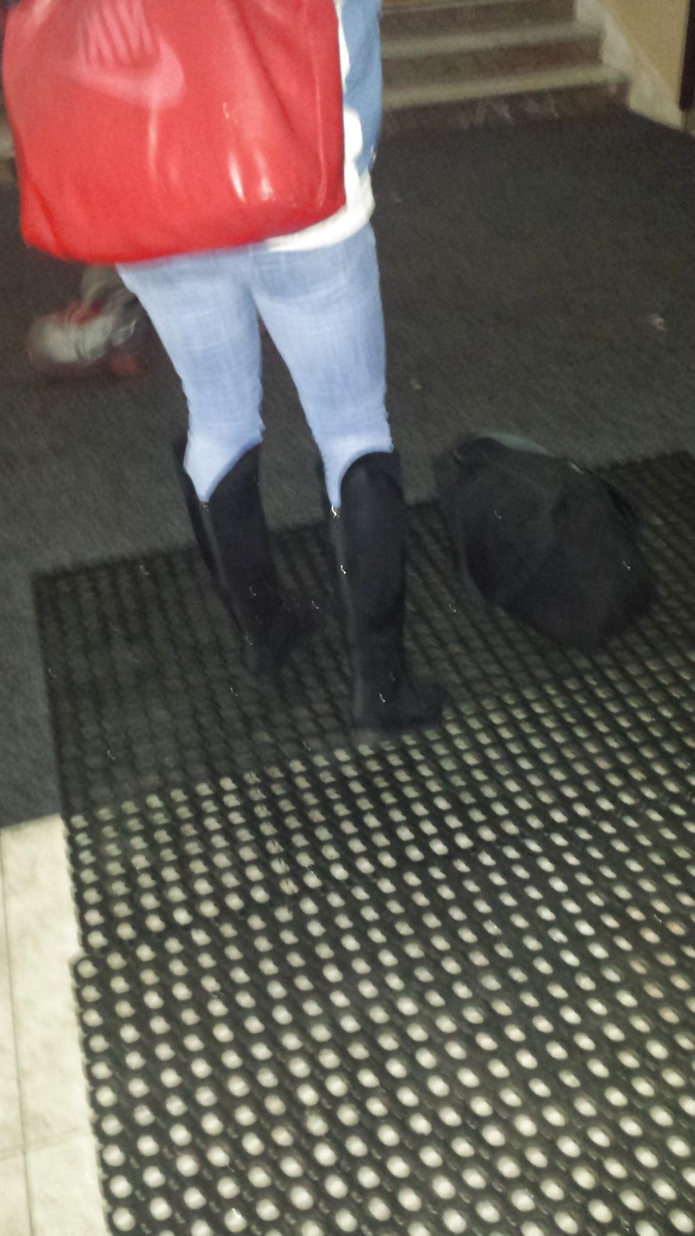 17P Black suede boots cummed