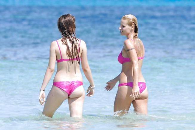 22P Michelle Hunziker wearing a bikini in Formentera, Spain ASS