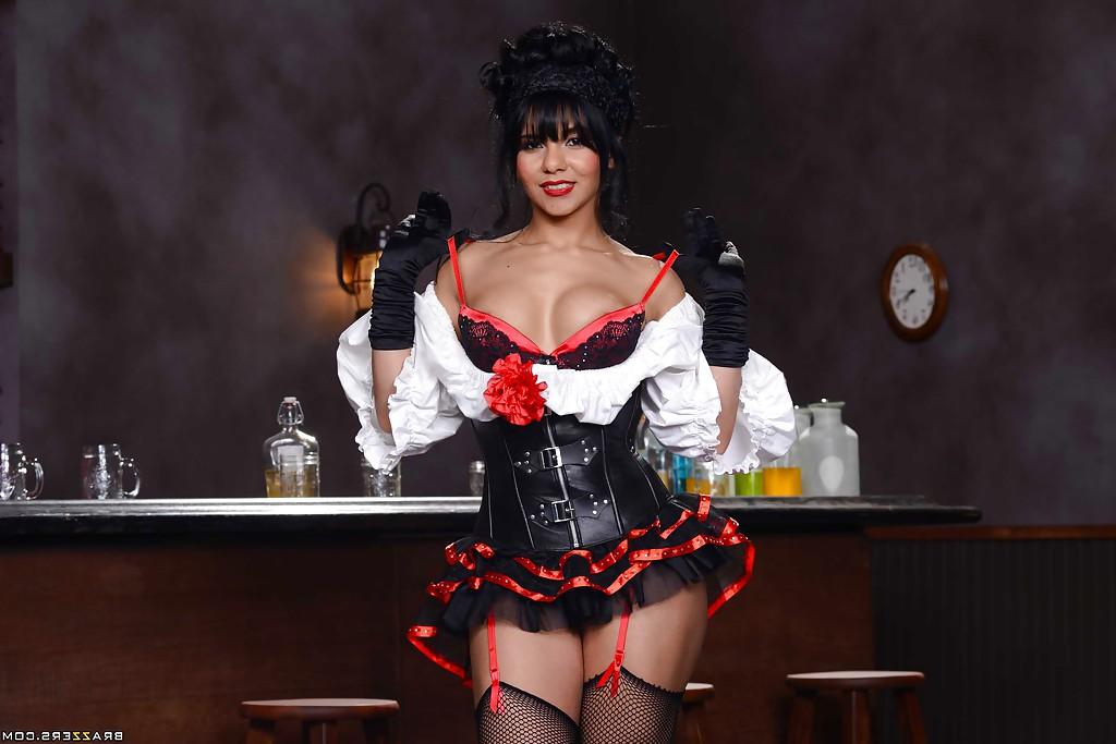 16P Skinny Latina milf Rose Monroe posing in her black stockings