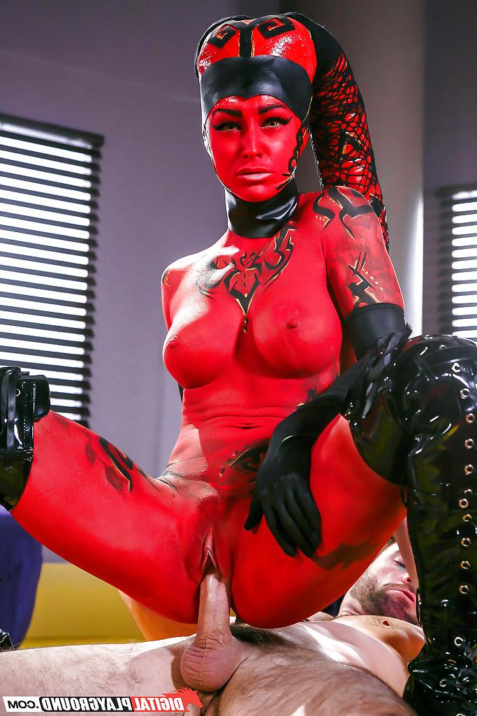 16P MILF pornstar Kleio Valentien taking cumshot on tongue after cosplay sex