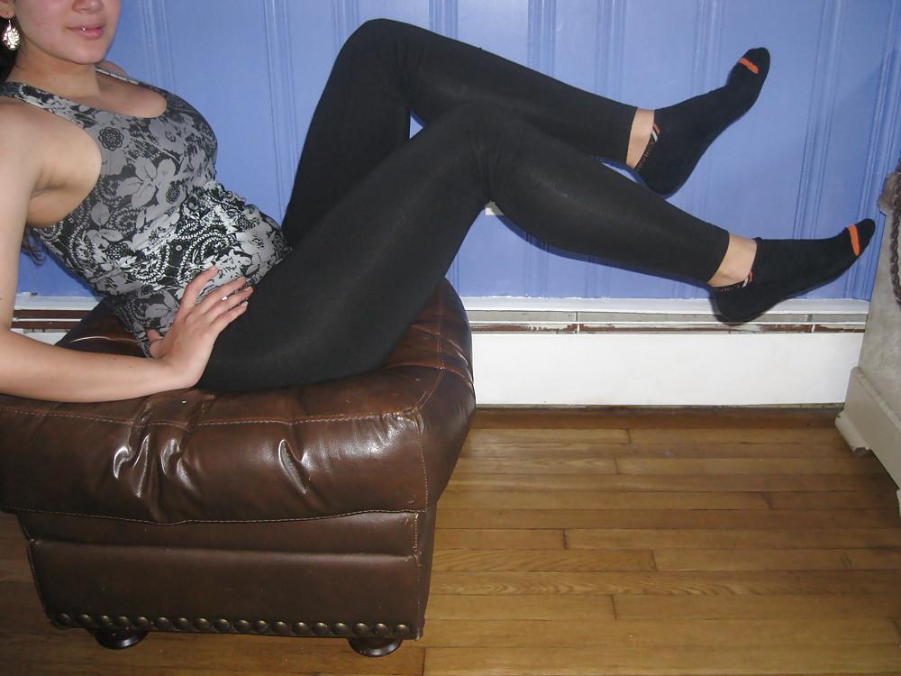 8P Cute chick in leggings and socks