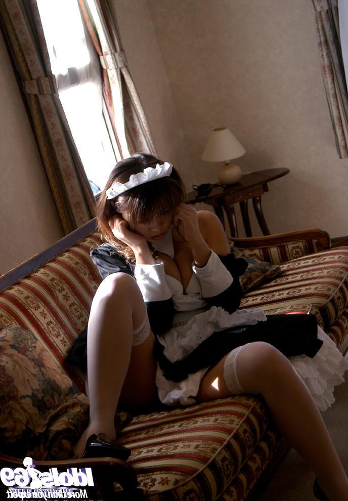 13P Sassy asian maid revealing her petite tits and sexy fanny