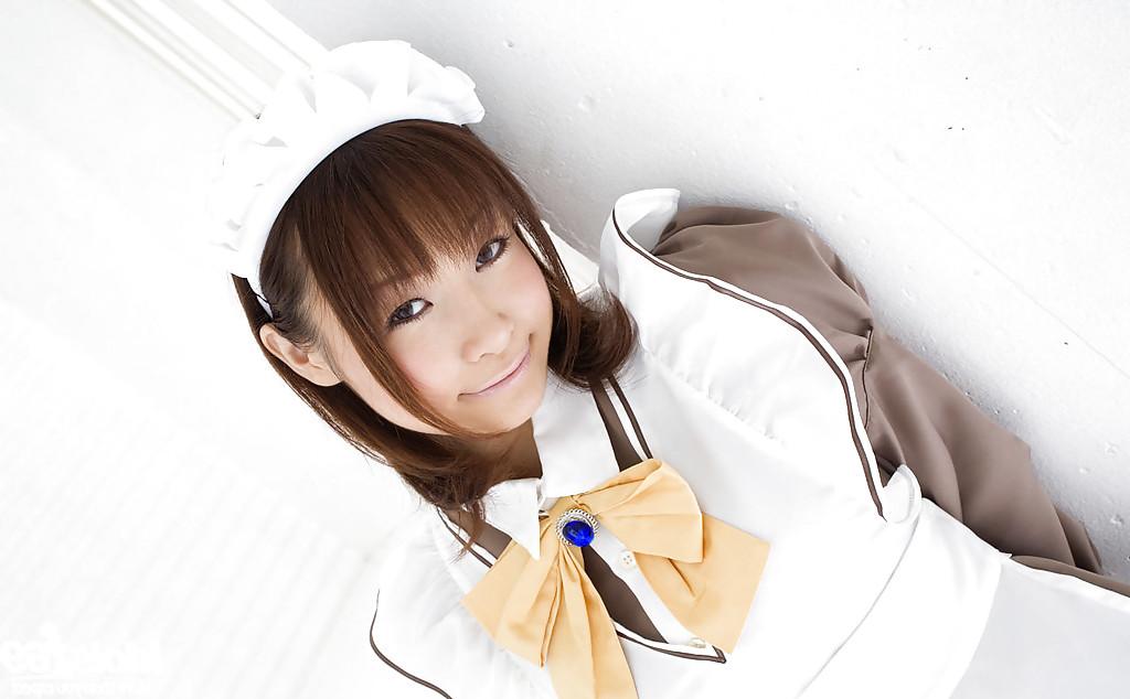 16P Sexy asian schoolgirl Misa Kikouden uncovering her petite titties
