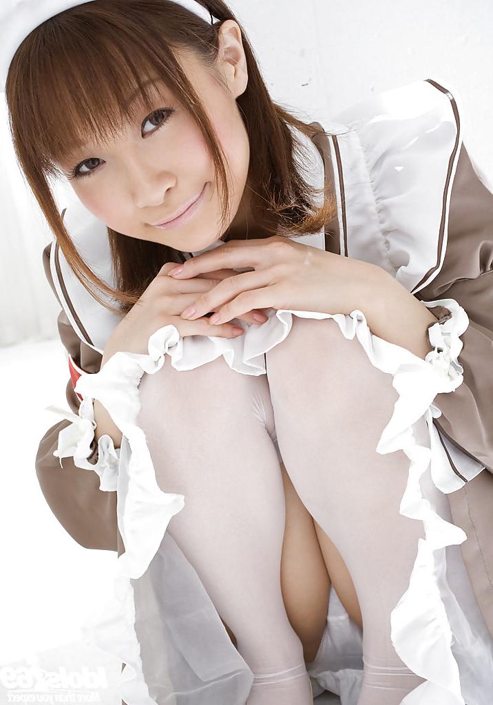 16P Sexy asian schoolgirl Misa Kikouden uncovering her petite titties