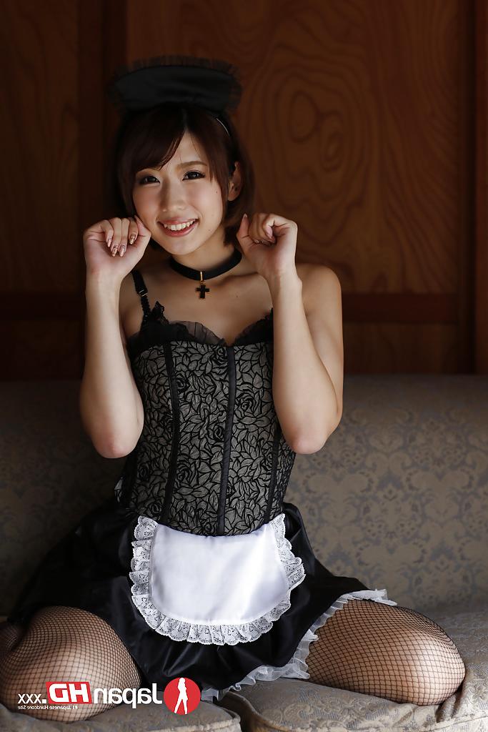 16P Cute Asian babe Seira Matsuoka modelling non nude in maid uniform