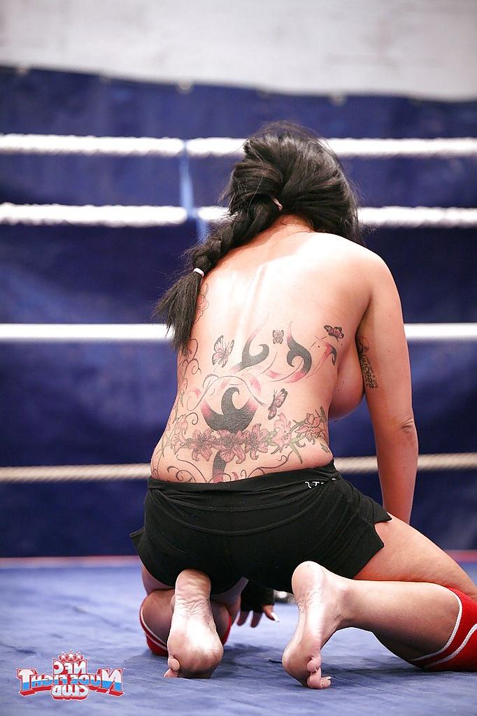 16P Sporty lesbians get their cunts pleased after wild catfight