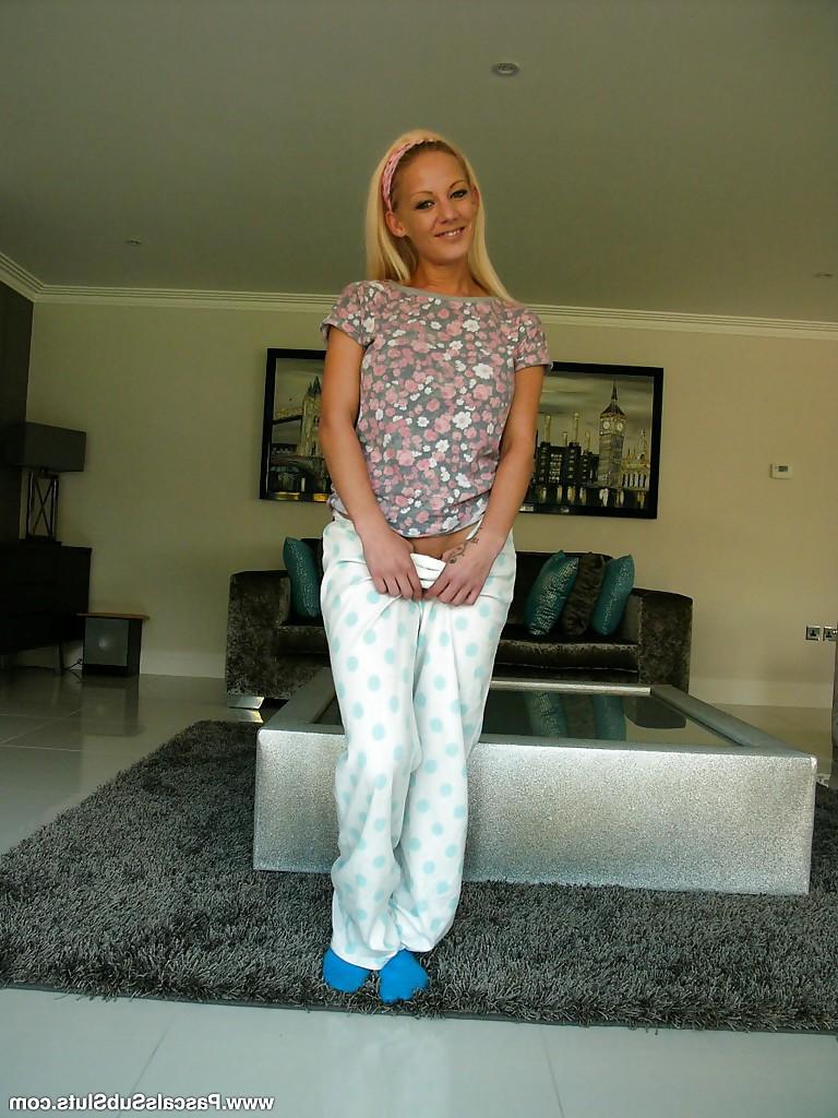 16P Leggy Euro first timer Loulou Petite masturbating pussy in socks