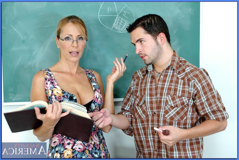 16P Mature teacher in glasses Nicole Moore pleasuring cock with her boobs