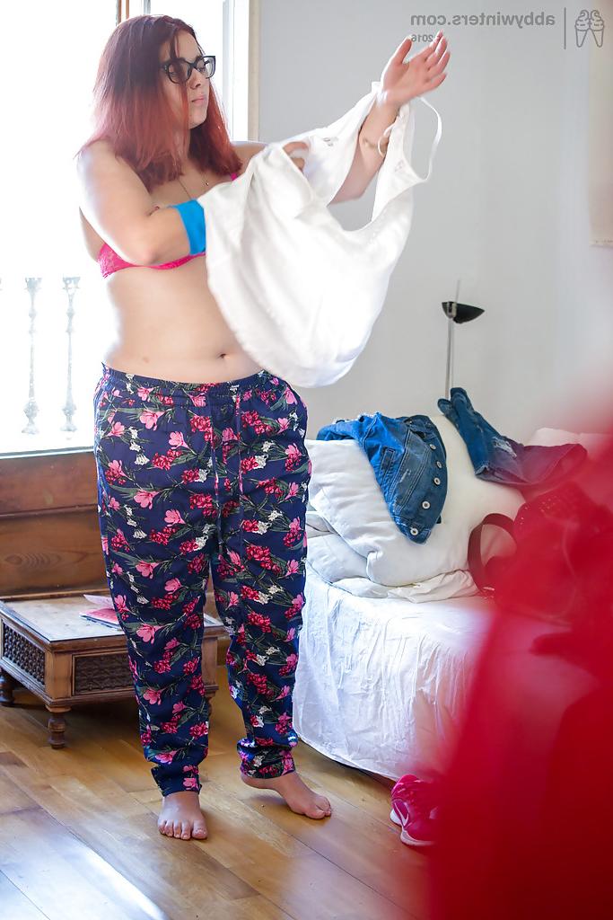 16P Overweight female Leticia caught on camera getting dressed by peeping tom