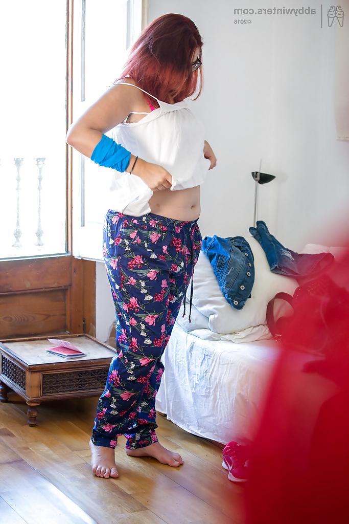 16P Overweight female Leticia caught on camera getting dressed by peeping tom