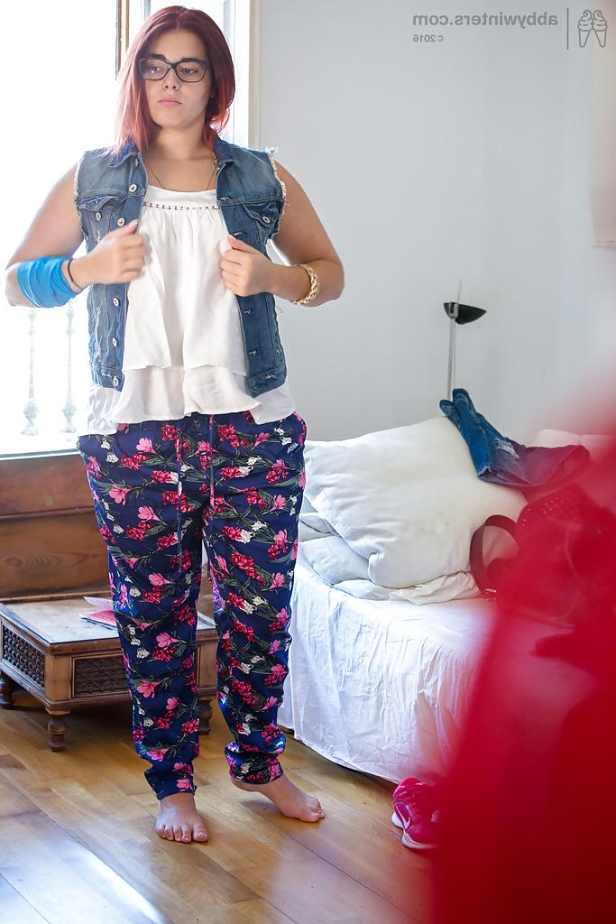 16P Overweight female Leticia caught on camera getting dressed by peeping tom