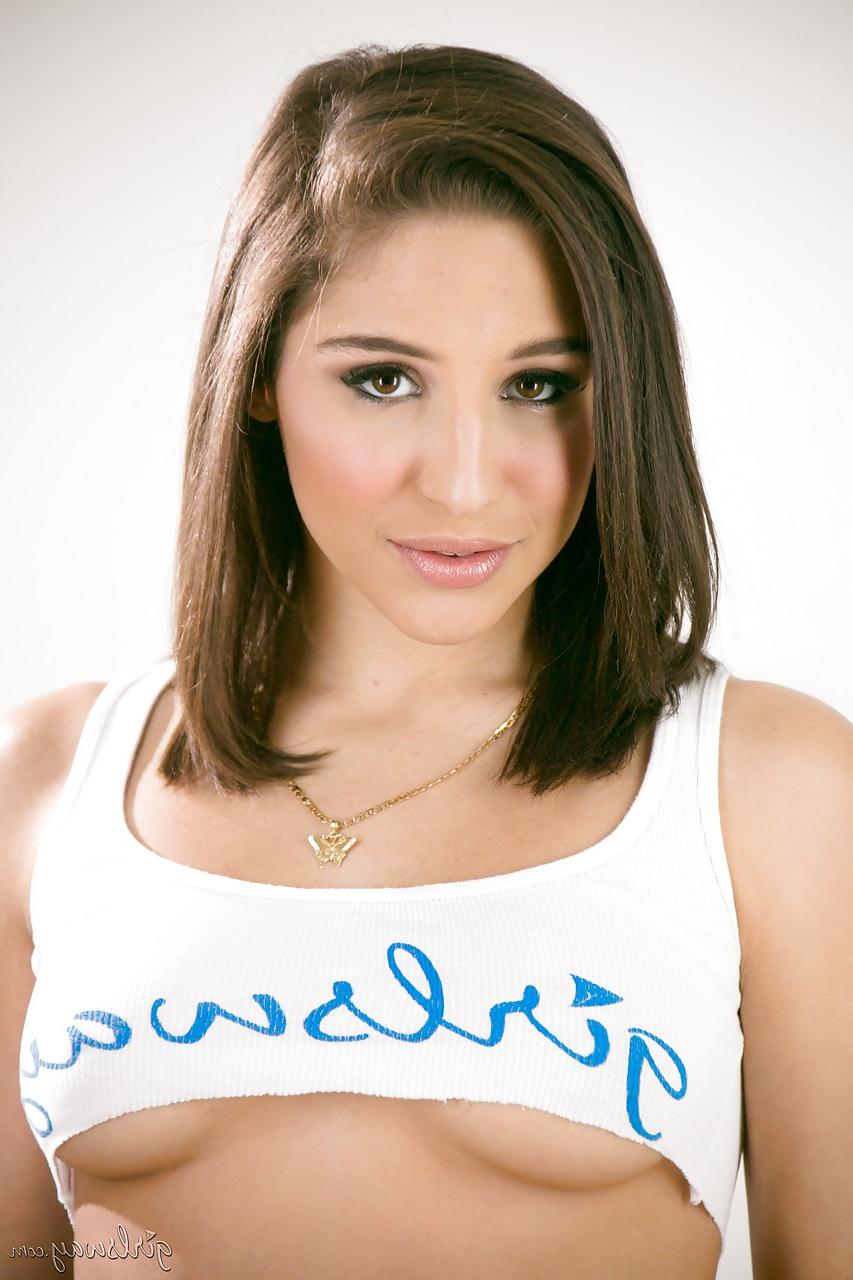 15P Hot teen brunette Abella Danger flaunting her sexy ass and big perky tits