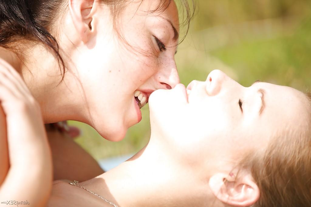 16P Playful young sweeties have some lesbian fun with their toys outdoor