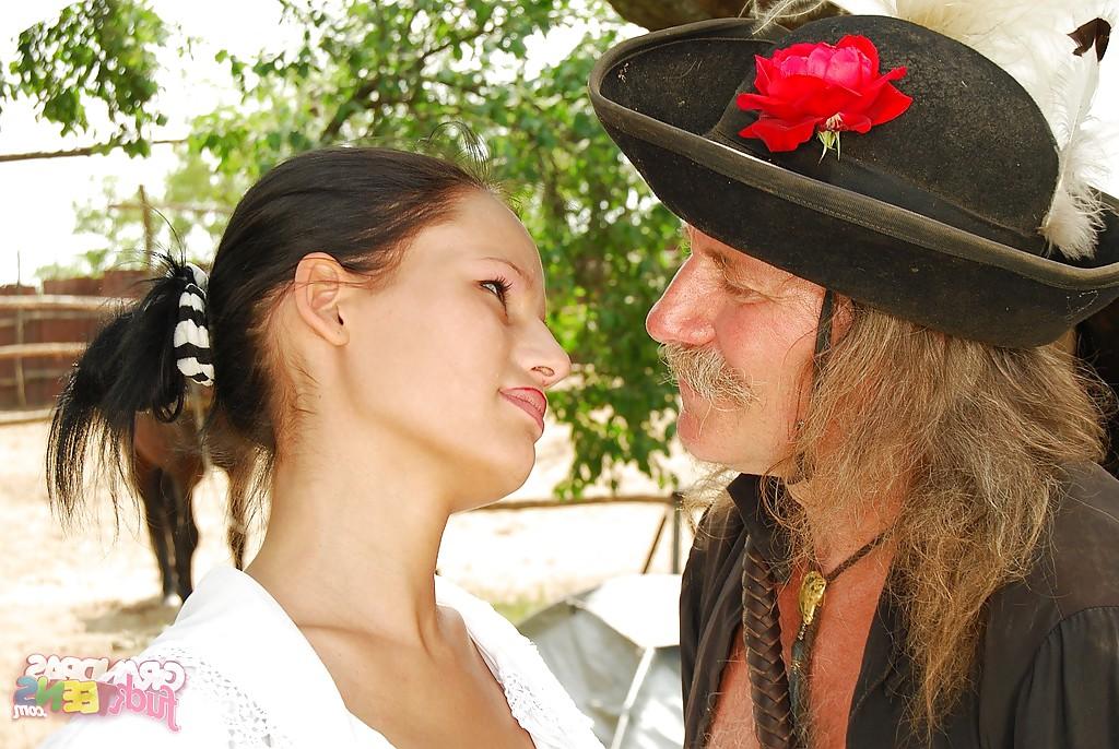 16P Teen cutie in boots Amanda Baby gets bonked by an oldman outdoor