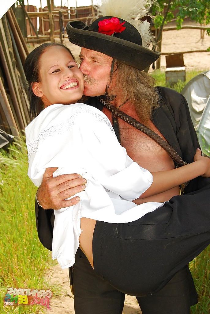16P Teen cutie in boots Amanda Baby gets bonked by an oldman outdoor