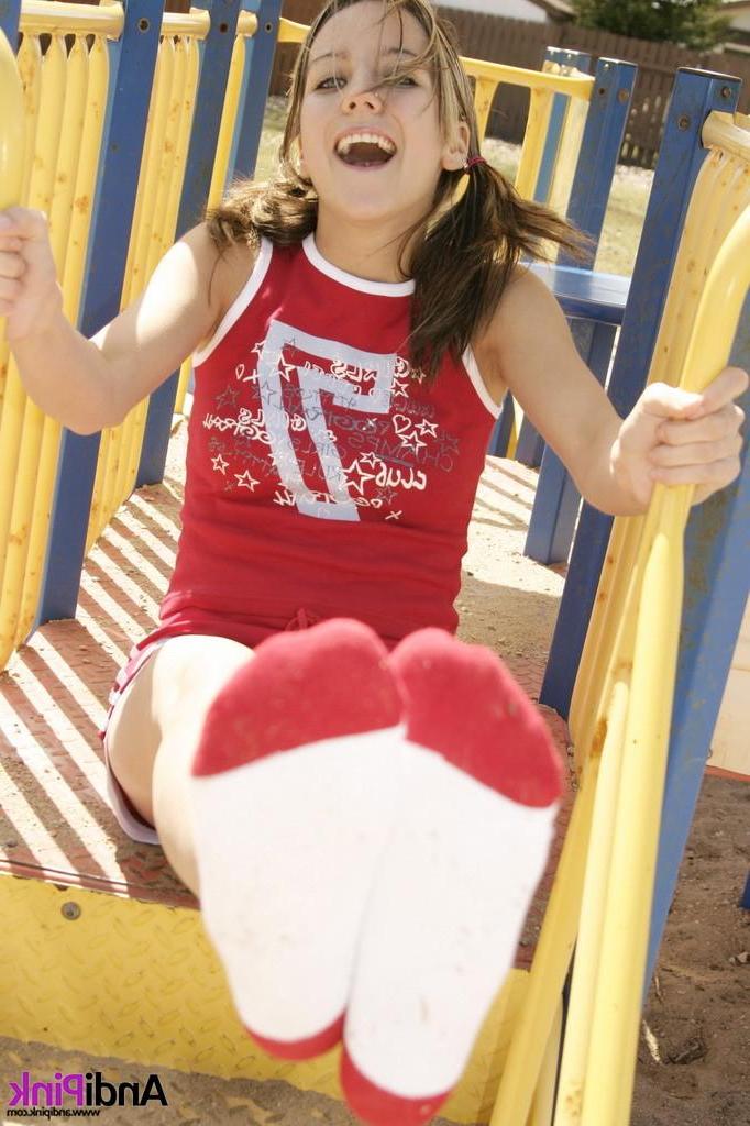 15P Andi Pink in socks and pigtails