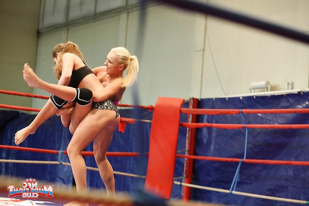 16P Seductive sporty babes are into catfight ending with lesbian action
