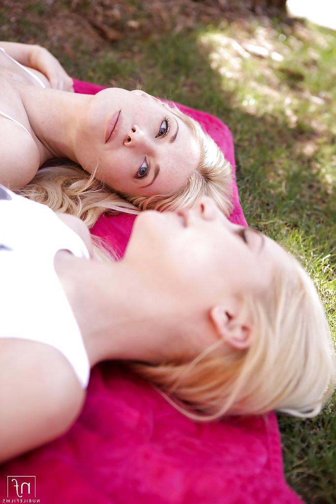16P Barely legal blonds Charlotte Stokel and Odette Delacroix going gay outside