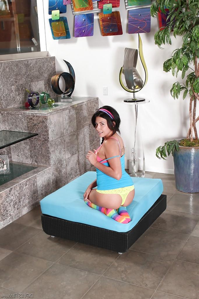 16P Fantastic babe with a perfect ass Danica Dillon shows off in socks