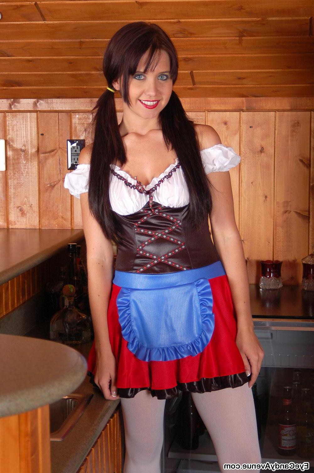 16P Chrissy Marie dresses up as a super hot german barmaid
