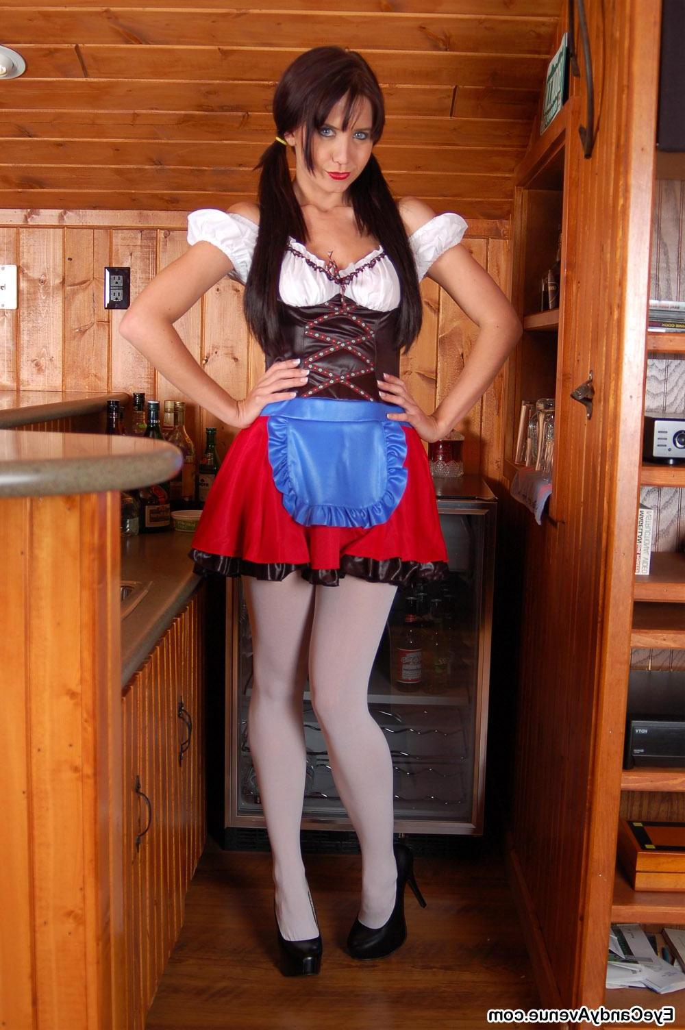 16P Chrissy Marie dresses up as a super hot german barmaid