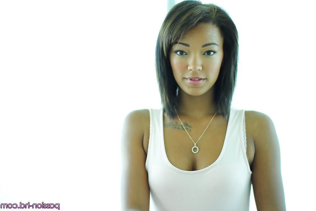 16P Following a striptease delicious ebony Harley Dean spreads her crotch